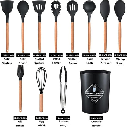 12-Pcs Non-Stick Silicone Cooking Utensils Set