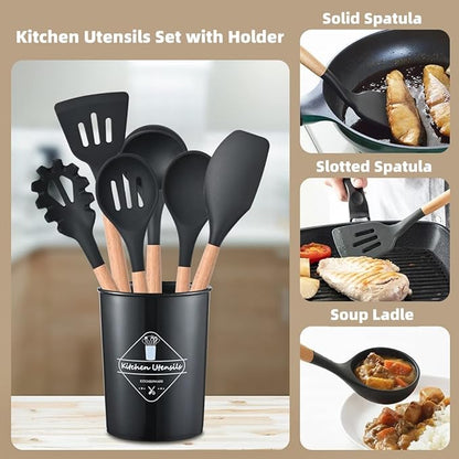 12-Pcs Non-Stick Silicone Cooking Utensils Set