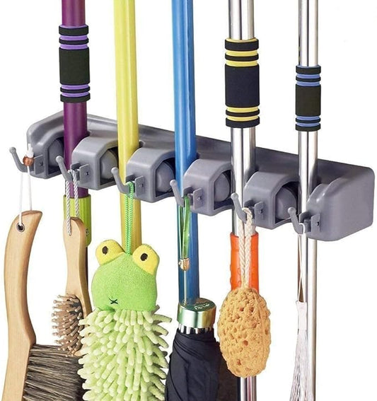 Wall-Mounted Broom & Mop Organizer