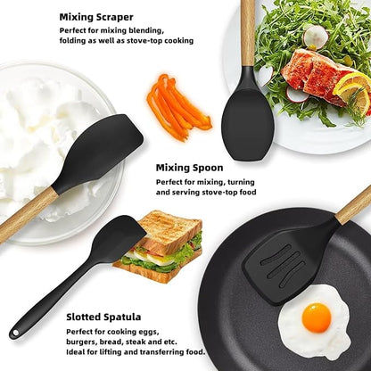 12-Pcs Non-Stick Silicone Cooking Utensils Set