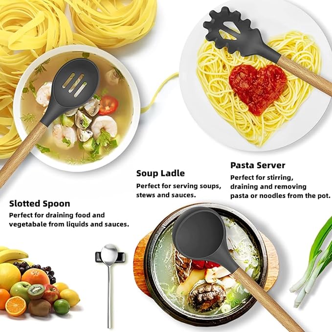 12-Pcs Non-Stick Silicone Cooking Utensils Set